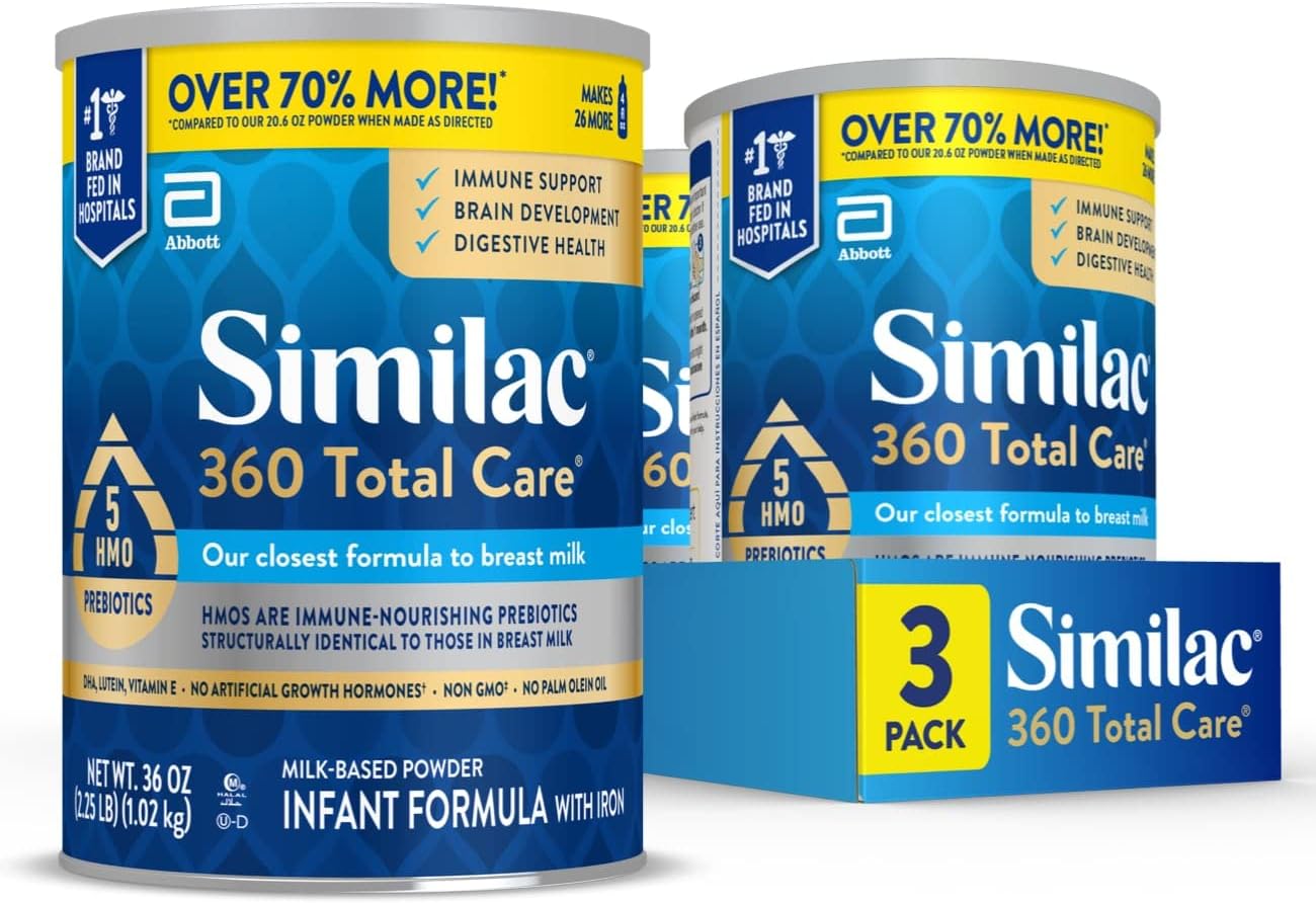 Similac 360 Total Care Infant Formula, Powder 108 oz. (3) 36 oz Cans ... Cuba Home Delivery Included, Trackable.