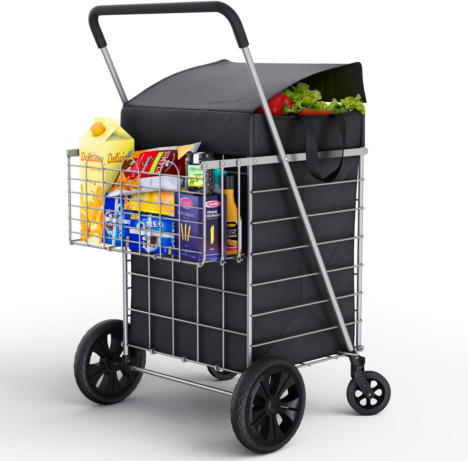 Shopping Cart w/Waterproof Basket Liner Foldable Collapsible & Lightweight ... Cuba Trackable Home Delivery Included.