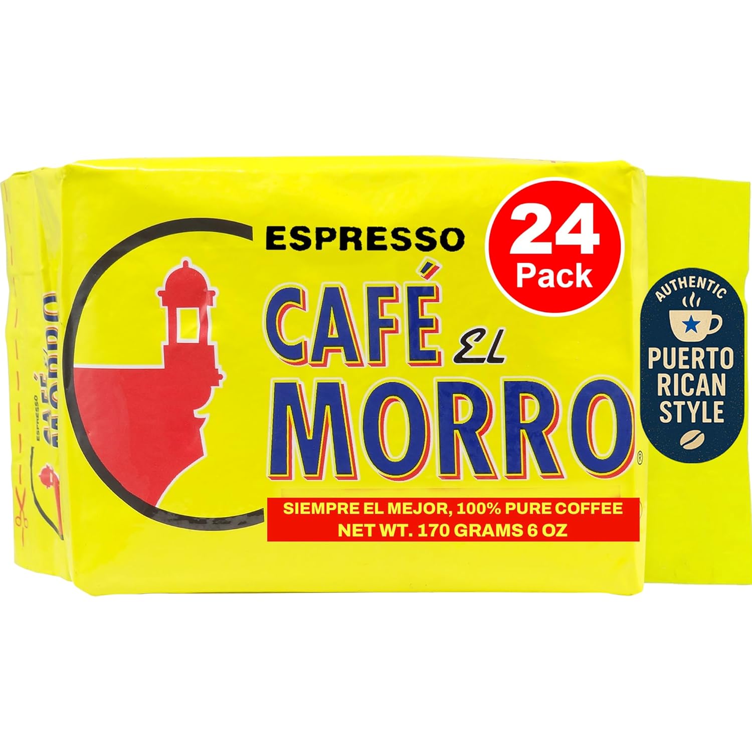 24 - 6 oz. Bags, Cafe' El Morro, Dark Roast Espresso Ground Coffee ... Trackable Cuba Home Delivery Included.