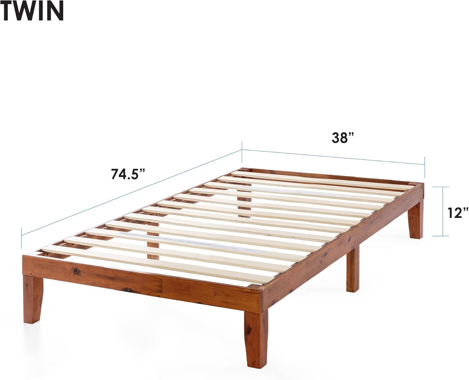 TWIN SIZE, CHERRY, Solid Wood Platform Bed, 12-inch ...... Trackable Cuba Home Delivery Included.