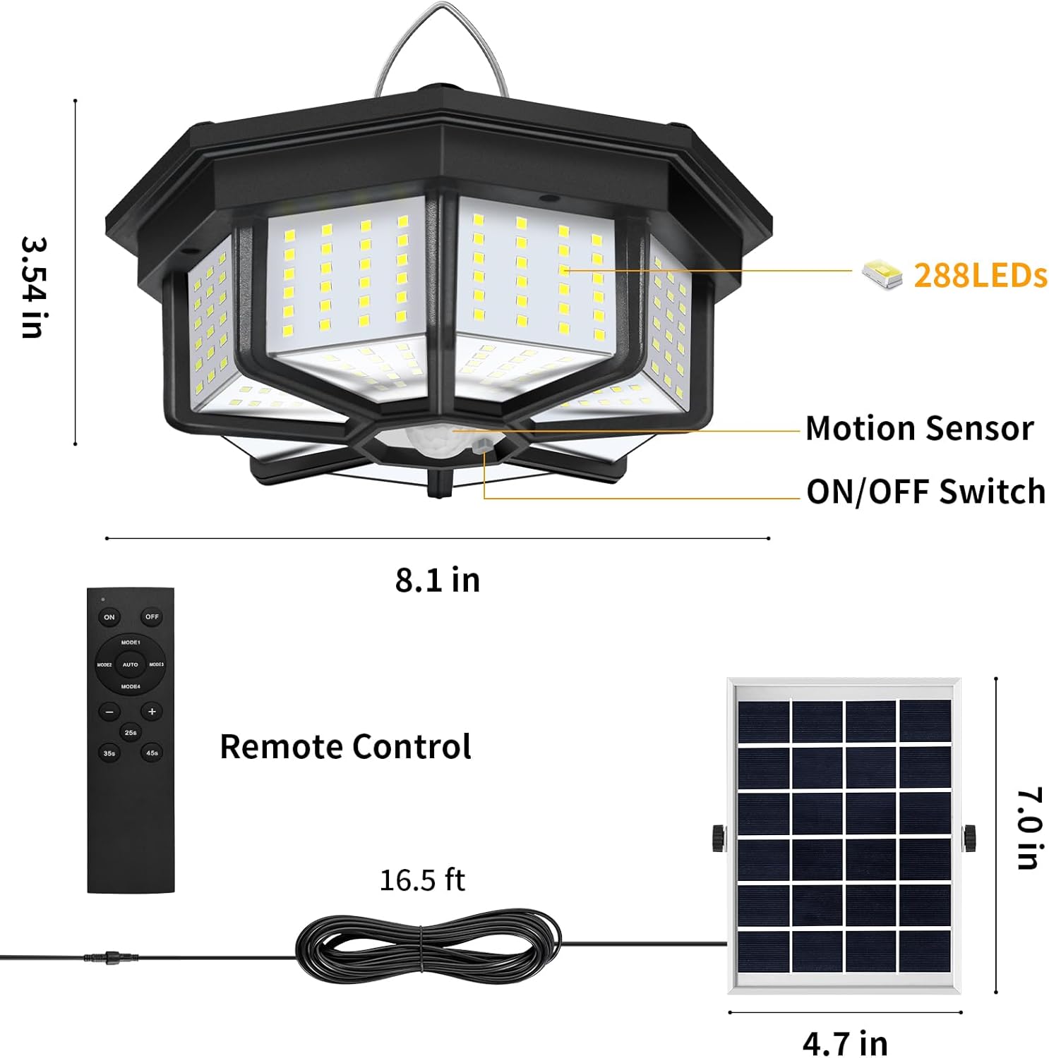 (8) EIGHT, 8-Sided, Solar Pendant Light, Indoor-Outdoor, 288 LED ... Cuba Trackable Home Delivery Included.