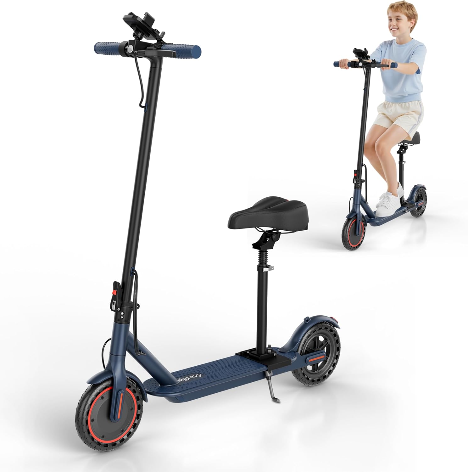 350-Watt, BLUE with SEAT, Electric Scooter for Adults-Teens, 21 Mile Range, 19 MPH by SIGRAVY ... Trackable Cuba Home Delivery Included.