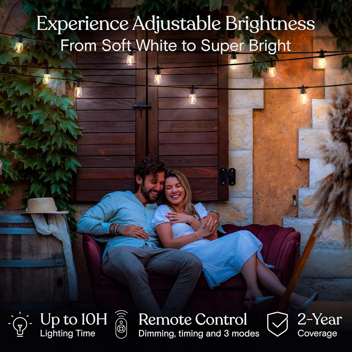 2-PACK, 15 (4W) LED Bulbs 48 Ft. Pro Solar Powered Outdoor String Lights, Shatterproof, Waterproof ... Cuba Home Delivery Included, Trackable.